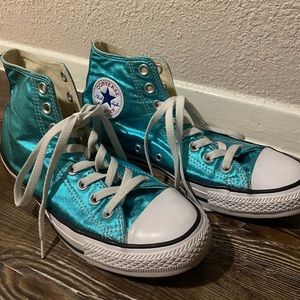 Metallic Blue Converse High Tops